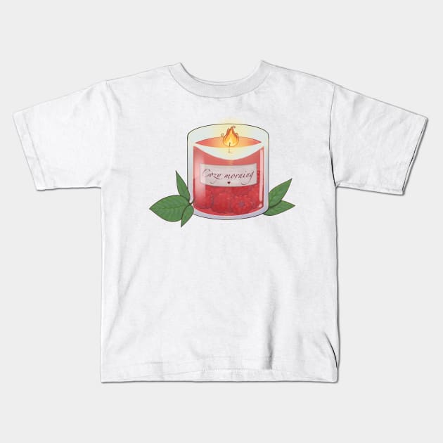 Cozy morning raspberry scented candle Kids T-Shirt by Itsacuteart